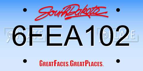 6FEA102 South Dakota License Plate