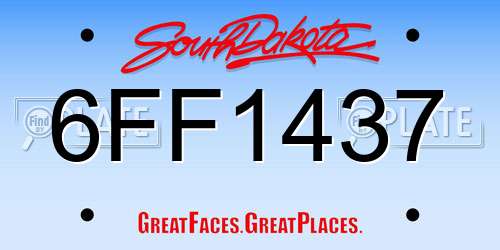 6FF1437 South Dakota License Plate