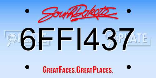 6FFI437 South Dakota License Plate