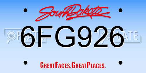 6FG926 South Dakota License Plate