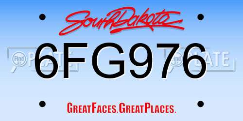 6FG976 South Dakota License Plate