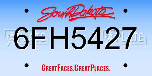 6FH5427 South Dakota License Plate