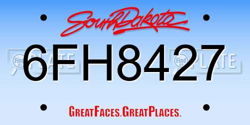 6FH8427 South Dakota License Plate