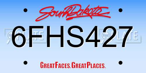6FHS427 South Dakota License Plate