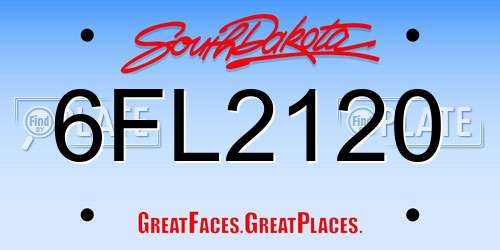 6FL2120 South Dakota License Plate