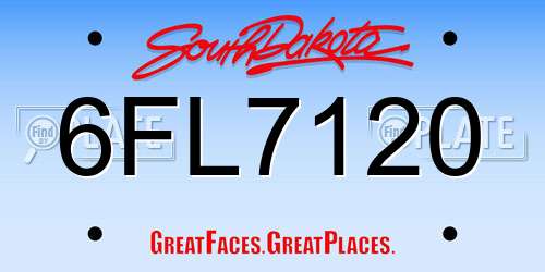 6FL7120 South Dakota License Plate