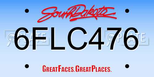 6FLC476 South Dakota License Plate