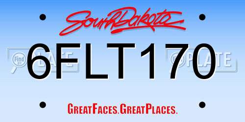 6FLT170 South Dakota License Plate