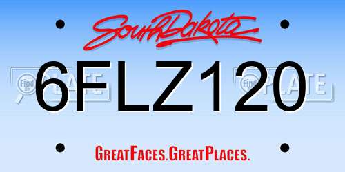 6FLZ120 South Dakota License Plate