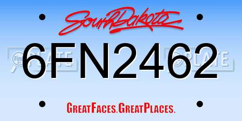 6FN2462 South Dakota License Plate
