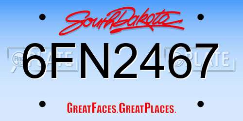 6FN2467 South Dakota License Plate