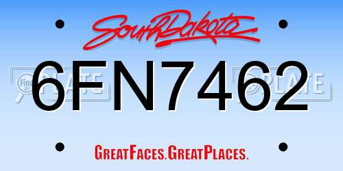 6FN7462 South Dakota License Plate