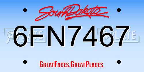 6FN7467 South Dakota License Plate