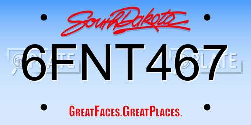 6FNT467 South Dakota License Plate