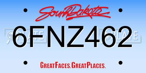 6FNZ462 South Dakota License Plate