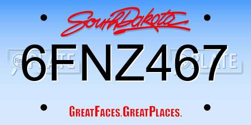 6FNZ467 South Dakota License Plate