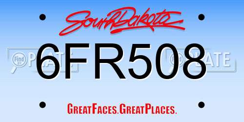 6FR508 South Dakota License Plate