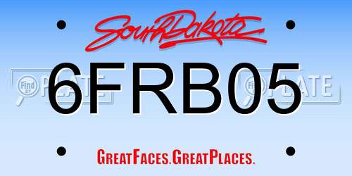 6FRB05 South Dakota License Plate