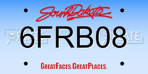 6FRB08 South Dakota License Plate