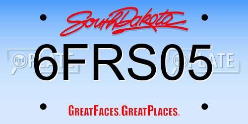 6FRS05 South Dakota License Plate