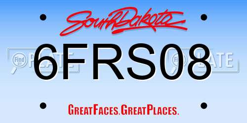 6FRS08 South Dakota License Plate