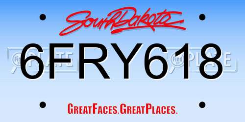 6FRY618 South Dakota License Plate