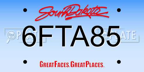6FTA85 South Dakota License Plate