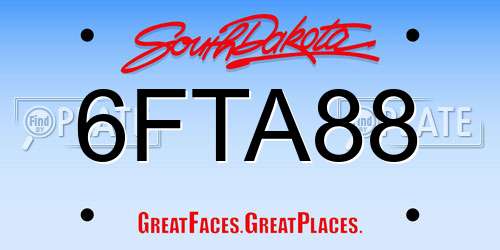 6FTA88 South Dakota License Plate
