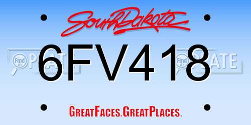 6FV418 South Dakota License Plate