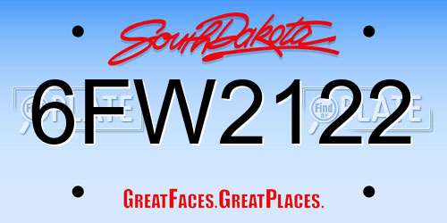 6FW2122 South Dakota License Plate