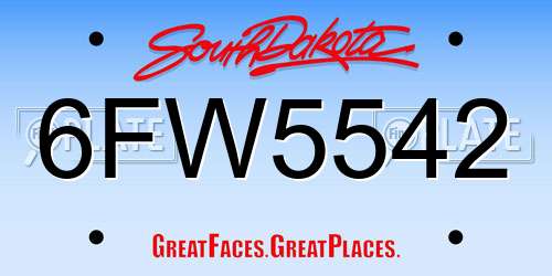 6FW5542 South Dakota License Plate