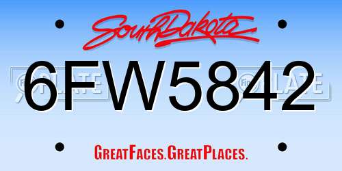 6FW5842 South Dakota License Plate