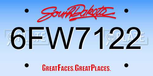 6FW7122 South Dakota License Plate