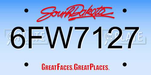 6FW7127 South Dakota License Plate