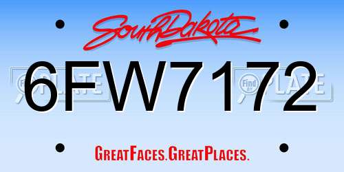 6FW7172 South Dakota License Plate