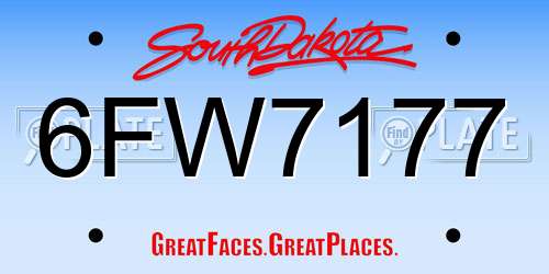 6FW7177 South Dakota License Plate
