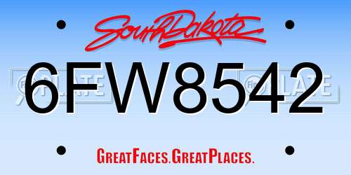 6FW8542 South Dakota License Plate