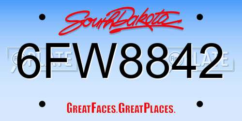 6FW8842 South Dakota License Plate