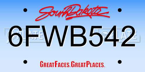 6FWB542 South Dakota License Plate