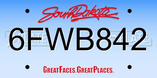 6FWB842 South Dakota License Plate