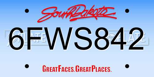 6FWS842 South Dakota License Plate