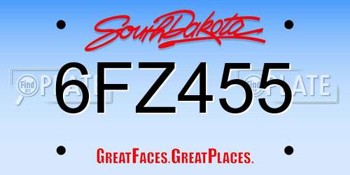 6FZ455 South Dakota License Plate