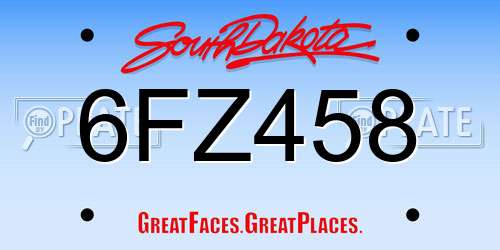 6FZ458 South Dakota License Plate
