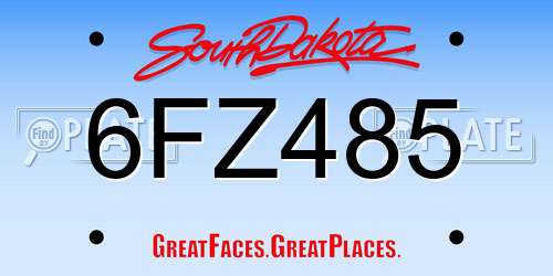 6FZ485 South Dakota License Plate