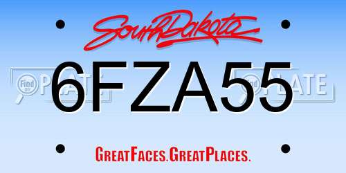 6FZA55 South Dakota License Plate