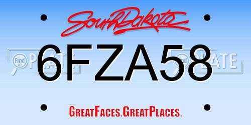 6FZA58 South Dakota License Plate