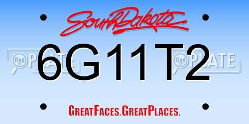 6G11T2 South Dakota License Plate