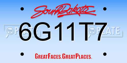 6G11T7 South Dakota License Plate