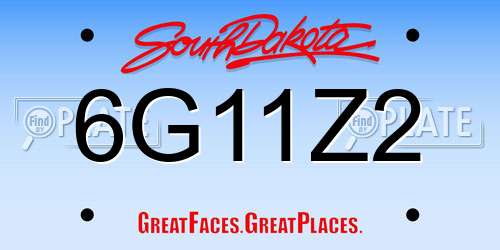 6G11Z2 South Dakota License Plate