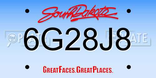 6G28J8 South Dakota License Plate